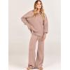 imageANRABESS Women 2 Piece Outfits Oversized Chunky Knit Sweater Top Wide Leg Pants 2024 Fall Lounge Set Trendy Cozy ClothesPink Apricot