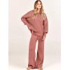 imageANRABESS Women 2 Piece Outfits Oversized Chunky Knit Sweater Top Wide Leg Pants 2024 Fall Lounge Set Trendy Cozy ClothesRust
