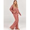 imageANRABESS Women 2 Piece Outfits Oversized Chunky Knit Sweater Top Wide Leg Pants 2024 Fall Lounge Set Trendy Cozy ClothesRust