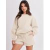 imageANRABESS Women 2 Piece Outfits Sweat Shorts Sets 2025 Oversized Casual Lounge Matching Set Sweatsuit Tracksuit ClothesApricot