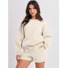 imageANRABESS Women 2 Piece Outfits Sweat Shorts Sets 2025 Oversized Casual Lounge Matching Set Sweatsuit Tracksuit ClothesBeige