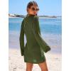 imageANRABESS Women Beach Crochet Cover Ups Summer Knit Swimwear Mesh Bathing Suit Hollow Out Dress 2025 Vacation SwimsuitArmy Green