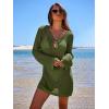 imageANRABESS Women Beach Crochet Cover Ups Summer Knit Swimwear Mesh Bathing Suit Hollow Out Dress 2025 Vacation SwimsuitArmy Green