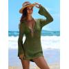 imageANRABESS Women Beach Crochet Cover Ups Summer Knit Swimwear Mesh Bathing Suit Hollow Out Dress 2025 Vacation SwimsuitArmy Green