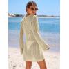 imageANRABESS Women Beach Crochet Cover Ups Summer Knit Swimwear Mesh Bathing Suit Hollow Out Dress 2025 Vacation SwimsuitBeige
