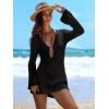 imageANRABESS Women Beach Crochet Cover Ups Summer Knit Swimwear Mesh Bathing Suit Hollow Out Dress 2025 Vacation SwimsuitBlack