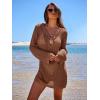 imageANRABESS Women Beach Crochet Cover Ups Summer Knit Swimwear Mesh Bathing Suit Hollow Out Dress 2025 Vacation SwimsuitBrown