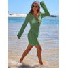 imageANRABESS Women Beach Crochet Cover Ups Summer Knit Swimwear Mesh Bathing Suit Hollow Out Dress 2025 Vacation SwimsuitGrass