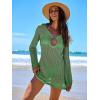 imageANRABESS Women Beach Crochet Cover Ups Summer Knit Swimwear Mesh Bathing Suit Hollow Out Dress 2025 Vacation SwimsuitGrass