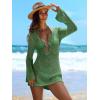 imageANRABESS Women Beach Crochet Cover Ups Summer Knit Swimwear Mesh Bathing Suit Hollow Out Dress 2025 Vacation SwimsuitGrass