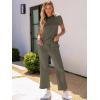 imageANRABESS Womens 2 Piece Outfits Lounge Sets 2025 Summer Sweatsuits Short Sleeve Wide Leg Pants Sweat Set Tracksuits ClothesArmy Green