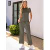 imageANRABESS Womens 2 Piece Outfits Lounge Sets 2025 Summer Sweatsuits Short Sleeve Wide Leg Pants Sweat Set Tracksuits ClothesArmy Green
