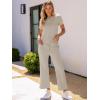 imageANRABESS Womens 2 Piece Outfits Lounge Sets 2025 Summer Sweatsuits Short Sleeve Wide Leg Pants Sweat Set Tracksuits ClothesBeige