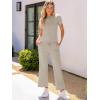 imageANRABESS Womens 2 Piece Outfits Lounge Sets 2025 Summer Sweatsuits Short Sleeve Wide Leg Pants Sweat Set Tracksuits ClothesBeige