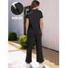 imageANRABESS Womens 2 Piece Outfits Lounge Sets 2025 Summer Sweatsuits Short Sleeve Wide Leg Pants Sweat Set Tracksuits ClothesBlack