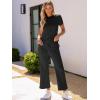 imageANRABESS Womens 2 Piece Outfits Lounge Sets 2025 Summer Sweatsuits Short Sleeve Wide Leg Pants Sweat Set Tracksuits ClothesBlack
