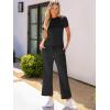 imageANRABESS Womens 2 Piece Outfits Lounge Sets 2025 Summer Sweatsuits Short Sleeve Wide Leg Pants Sweat Set Tracksuits ClothesBlack