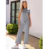 imageANRABESS Womens 2 Piece Outfits Lounge Sets 2025 Summer Sweatsuits Short Sleeve Wide Leg Pants Sweat Set Tracksuits ClothesGrey
