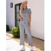 imageANRABESS Womens 2 Piece Outfits Lounge Sets 2025 Summer Sweatsuits Short Sleeve Wide Leg Pants Sweat Set Tracksuits ClothesGrey