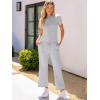 imageANRABESS Womens 2 Piece Outfits Lounge Sets 2025 Summer Sweatsuits Short Sleeve Wide Leg Pants Sweat Set Tracksuits ClothesLight Grey