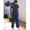 imageANRABESS Womens 2 Piece Outfits Lounge Sets 2025 Summer Sweatsuits Short Sleeve Wide Leg Pants Sweat Set Tracksuits ClothesNavy Blue