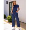 imageANRABESS Womens 2 Piece Outfits Lounge Sets 2025 Summer Sweatsuits Short Sleeve Wide Leg Pants Sweat Set Tracksuits ClothesNavy Blue