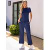 imageANRABESS Womens 2 Piece Outfits Lounge Sets 2025 Summer Sweatsuits Short Sleeve Wide Leg Pants Sweat Set Tracksuits ClothesNavy Blue