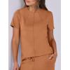 imageANRABESS Womens 2 Piece Outfits Lounge Sets 2025 Summer Sweatsuits Short Sleeve Wide Leg Pants Sweat Set Tracksuits ClothesOrange