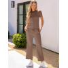 imageANRABESS Womens 2 Piece Outfits Lounge Sets 2025 Summer Sweatsuits Short Sleeve Wide Leg Pants Sweat Set Tracksuits ClothesRust