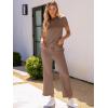 imageANRABESS Womens 2 Piece Outfits Lounge Sets 2025 Summer Sweatsuits Short Sleeve Wide Leg Pants Sweat Set Tracksuits ClothesRust