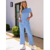 imageANRABESS Womens 2 Piece Outfits Lounge Sets 2025 Summer Sweatsuits Short Sleeve Wide Leg Pants Sweat Set Tracksuits ClothesSky
