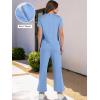 imageANRABESS Womens 2 Piece Outfits Lounge Sets 2025 Summer Sweatsuits Short Sleeve Wide Leg Pants Sweat Set Tracksuits ClothesSky