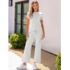 imageANRABESS Womens 2 Piece Outfits Lounge Sets 2025 Summer Sweatsuits Short Sleeve Wide Leg Pants Sweat Set Tracksuits ClothesWhite