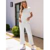 imageANRABESS Womens 2 Piece Outfits Lounge Sets 2025 Summer Sweatsuits Short Sleeve Wide Leg Pants Sweat Set Tracksuits ClothesWhite