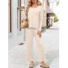 imageANRABESS Womens 2 Piece Outfits Sweater Sets Knit Crewneck Tops Wide Leg Pants 2024 Fall Casual Matching Lounge Set ClothesBeige