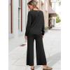 imageANRABESS Womens 2 Piece Outfits Sweater Sets Knit Crewneck Tops Wide Leg Pants 2024 Fall Casual Matching Lounge Set ClothesBlack