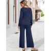 imageANRABESS Womens 2 Piece Outfits Sweater Sets Knit Crewneck Tops Wide Leg Pants 2024 Fall Casual Matching Lounge Set ClothesNavy Blue