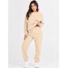 imageANRABESS Womens Two Piece Outfits Lounge Set Long Sleeve Crewneck Sweatshirt Jogger Pants Tracksuit Sweatsuit 2024 Fall SetsBeige