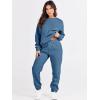 imageANRABESS Womens Two Piece Outfits Lounge Set Long Sleeve Crewneck Sweatshirt Jogger Pants Tracksuit Sweatsuit 2024 Fall SetsBlue