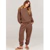 imageANRABESS Womens Two Piece Outfits Lounge Set Long Sleeve Crewneck Sweatshirt Jogger Pants Tracksuit Sweatsuit 2024 Fall SetsCoffee