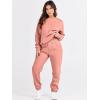 imageANRABESS Womens Two Piece Outfits Lounge Set Long Sleeve Crewneck Sweatshirt Jogger Pants Tracksuit Sweatsuit 2024 Fall SetsDark Pink