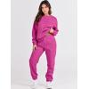 imageANRABESS Womens Two Piece Outfits Lounge Set Long Sleeve Crewneck Sweatshirt Jogger Pants Tracksuit Sweatsuit 2024 Fall SetsHot Pink