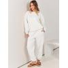 imageANRABESS Womens Two Piece Outfits Lounge Set Long Sleeve Crewneck Sweatshirt Jogger Pants Tracksuit Sweatsuit 2024 Fall SetsWhite