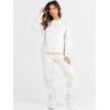imageANRABESS Womens Two Piece Outfits Lounge Set Long Sleeve Crewneck Sweatshirt Jogger Pants Tracksuit Sweatsuit 2024 Fall SetsWhite