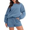 imageANRABESS Women 2 Piece Outfits Sweat Shorts Sets 2025 Oversized Casual Lounge Matching Set Sweatsuit Tracksuit ClothesDeep Blue
