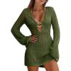 imageANRABESS Women Beach Crochet Cover Ups Summer Knit Swimwear Mesh Bathing Suit Hollow Out Dress 2025 Vacation SwimsuitArmy Green