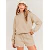 imageANRABESS Women 2 Piece Outfit Oversized Hoodie Sweatshirt Shorts Lounge Sweat Set Sweatsuit Tracksuit 2025 Trendy Y2K ClothesKhaki
