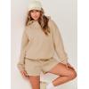 imageANRABESS Women 2 Piece Outfit Oversized Hoodie Sweatshirt Shorts Lounge Sweat Set Sweatsuit Tracksuit 2025 Trendy Y2K ClothesKhaki