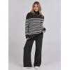imageANRABESS Womens 2 Piece Outfits Sweater Sets Loose Turtlenck Knit Pullover Top Wide Leg Pants 2024 Fall Lounge SweatsuitsBlack White Stripe