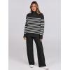 imageANRABESS Womens 2 Piece Outfits Sweater Sets Loose Turtlenck Knit Pullover Top Wide Leg Pants 2024 Fall Lounge SweatsuitsBlack White Stripe
